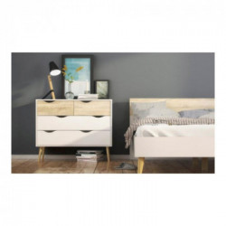Tvilum Oslo Cassettiera, 4 Cassetti, 98,7x39,1x81,7 cm, Bianco e Rovere
