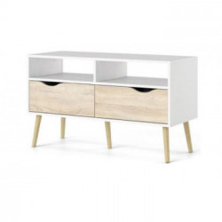 Tvilum Oslo Cassettiera, 2 Cassetti, 2 Vani Giorno, 98,7x39,1x57,6 cm, Bianco e Rovere