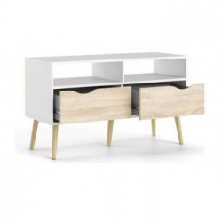 Tvilum Oslo Cassettiera, 2 Cassetti, 2 Vani Giorno, 98,7x39,1x57,6 cm, Bianco e Rovere