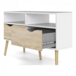 Tvilum Oslo Cassettiera, 2 Cassetti, 2 Vani Giorno, 98,7x39,1x57,6 cm, Bianco e Rovere