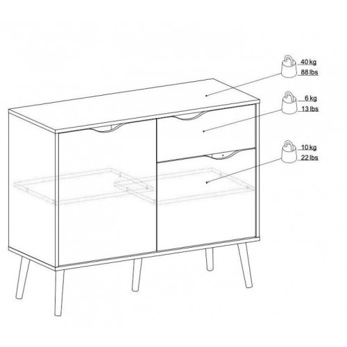 Tvilum Oslo Cassettiera, 2 Ante Battenti, 1...