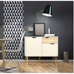 Tvilum Oslo Cassettiera, 2 Ante Battenti, 1 Cassetto, 2 Ripiani, 98,7x39,1x81,7 cm, Bianco e Rovere