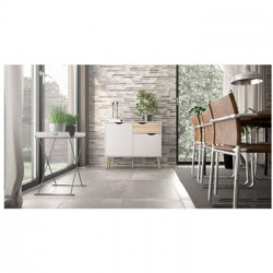 Tvilum Oslo Cassettiera, 2 Ante Battenti, 1 Cassetto, 2 Ripiani, 98,7x39,1x81,7 cm, Bianco e Rovere
