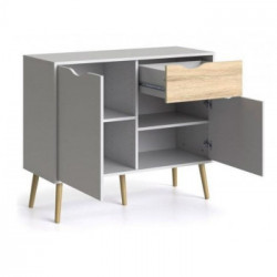Tvilum Oslo Cassettiera, 2 Ante Battenti, 1 Cassetto, 2 Ripiani, 98,7x39,1x81,7 cm, Bianco e Rovere