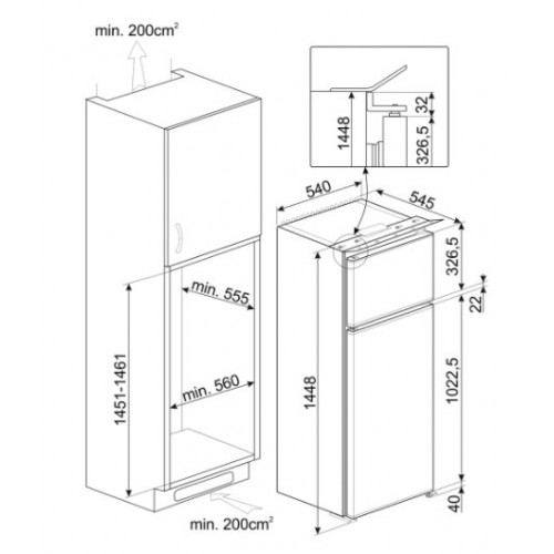 Smeg D8140F - Frigorifero da Incasso Combinato,...