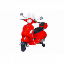 E-Spidko Vespa GTS Super Sport a batteria 12V, colore rosso, mis. 102 x 75 x 51 cm, accensione con effetti sonori, clacson