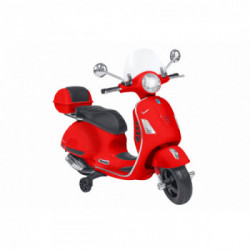 E-Spidko Vespa GTS Super Sport a batteria 12V, colore rosso, mis. 102 x 75 x 51 cm, accensione con effetti sonori, clacson