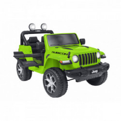 E-Spidko Auto elettrica Jeep Rubicon 12V, colore lime, mis. 126 x 70 x 80 cm, accensione con effetti sonori, chiave per