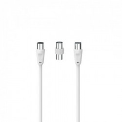 Hama Cavo antenna M/F con adattatore M/M, 3 metri, 75 dB, bianco