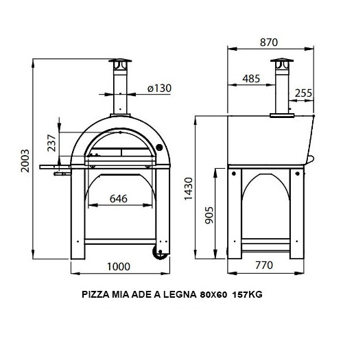 Pizza Mia - Forno a Legna Ade, 80X60, Tetto...