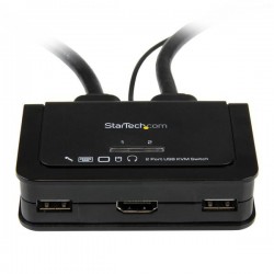 StarTech.com Switch KVM cavo HDMI USB 2 porte con audio e switch remoto – Alimentazione USB