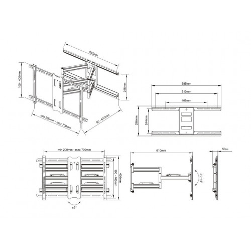 Multibrackets 6713 Supporto TV a parete 2,03 m...