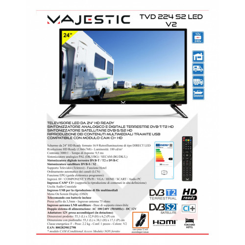 Majestic TVD 224 S2 V2 104224 - Tv 24 pollici HD