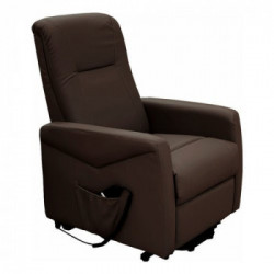 Poltrona relax alzapersona Giada con doppio motore per schienale e poggiapiedi ecopelle marrone