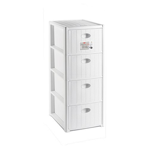 Cassettiera 4 cassetti Slim Elegance Bianco