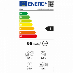 Miele G 5022 SC CLST - Lavastoviglie da Libera Installazione, 14 Coperti, Classe E