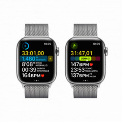 Apple Watch Series 8 GPS + Cellular 41mm Cassa in Acciaio Inossidabile color Argento con Argento Milanese Loop