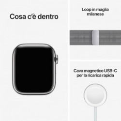 Apple Watch Series 8 GPS + Cellular 41mm Cassa in Acciaio Inossidabile color Argento con Argento Milanese Loop