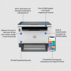 HP LaserJet Stampante multifunzione Tank 1604w, Bianco e nero, Stampante per Aziendale, Stampa, copia, scansione, Scansione