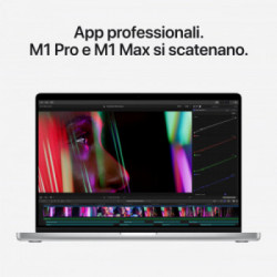 Apple MacBook Pro 14" chip M1 Pro 10‑core CPU 16‑core GPU 1TB SSD Argento *ESTENSIONE GARANZIA3 3 ANNI IN PIU' in omaggio*