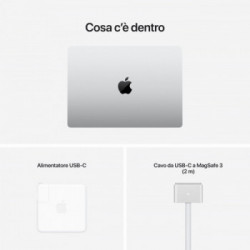 Apple MacBook Pro 14" chip M1 Pro 10‑core CPU 16‑core GPU 1TB SSD Argento *ESTENSIONE GARANZIA3 3 ANNI IN PIU' in omaggio*