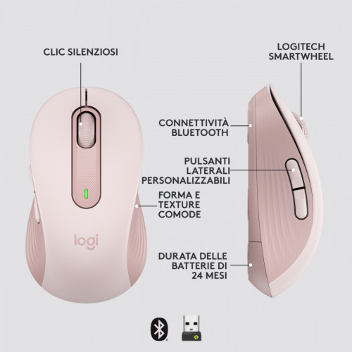 Logitech Signature M650 mouse Mano destra RF...