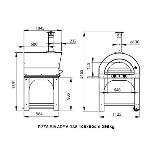 Pizza Mia - Forno a Gas Ade, 100X80, Rosso 