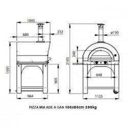 Pizza Mia - Forno a Gas Ade, 100X80, Rosso 