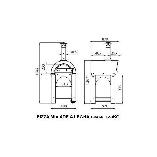 Pizza Mia - Forno a Legna Ade, 60X60, Ramato
