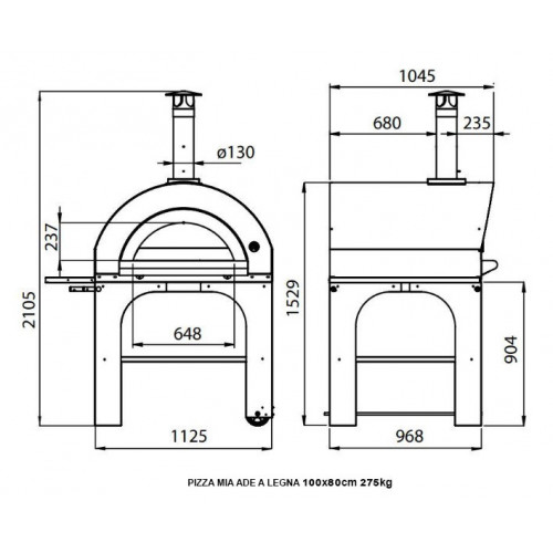 Pizza Mia - Forno a Legna Ade, 100X80, Ramato