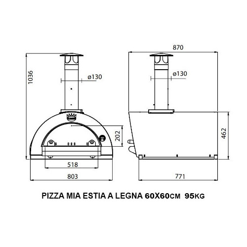 Pizza Mia - Forno a Legna Estia, 60X60, Ramato