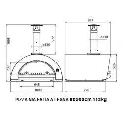 Pizza Mia - Forno a Legna Estia, 80X60, Antracite