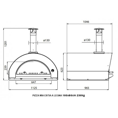 Pizza Mia - Forno a Legna Estia, 100X80, Antracite