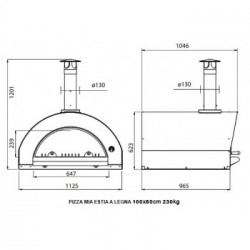 Pizza Mia - Forno a Legna Estia, 100X80, Antracite
