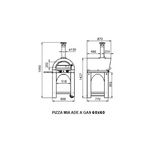 Pizza Mia - Forno a Gas Ade, 60X60, Rosso 