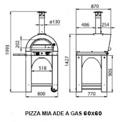 Pizza Mia - Forno a Gas Ade, 60X60, Rosso 