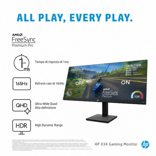 HP X34 WQHD 86,4 cm (34") 3440 x 1440 Pixel...