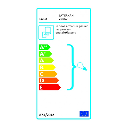 Eglo LATERNA 4 Applique Struttura in Alluminio, Finitura NeroDiffusore in vetro, Finitura trasparenteDotazione per