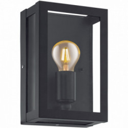 Eglo ALAMONTE 1 Applique Struttura in Metallo, Finitura Nero, Diffusore in vetro, Finitura trasparente IP44