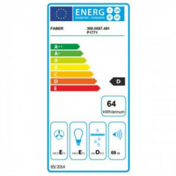 Faber TCH04 PLUS BK16A 741 - Cappa da Incasso Sottopensile, 295 m³/h, 60 cm, Classe D, Nero, FUN 300.0557.491