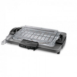 De Longhi BQ80.X - Barbecue Elettrico, 2450 W, 3 Livelli di Potenza, 41x28 cm
