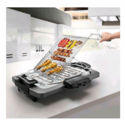 De Longhi BQ80.X - Barbecue Elettrico, 2450 W, 3 Livelli di Potenza, 41x28 cm