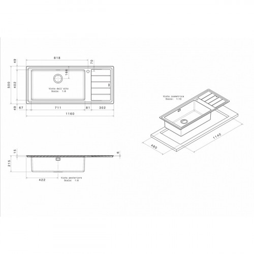 Apell LNPG1161 Lavello sottopiano Rettangolare...