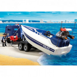 Playmobil Police Truck with Speedboat