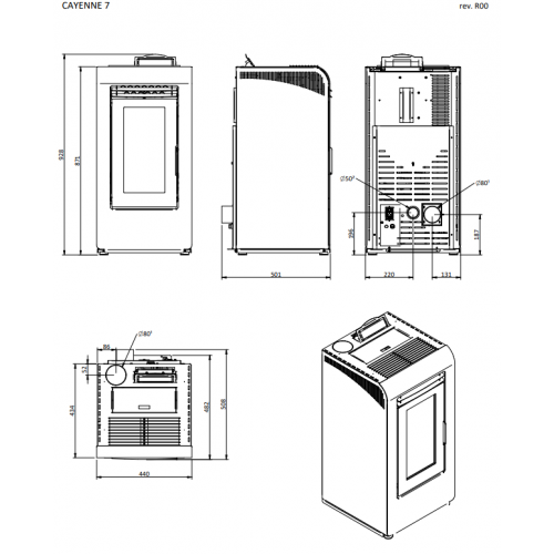 Foco Cayenne - Stufa a Pellet, Modello 7, 6,9...