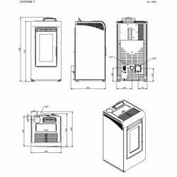 Foco Cayenne - Stufa a Pellet, Modello 7, 6,9 kw, Grigio