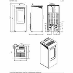 Foco Cayenne - Stufa a Pellet Canalizzata, Modello 10C, 9,7 kw, Grigia
