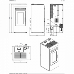 Foco Cayenne - Stufa a Pellet, Modello 12, 12,3 kw, Bordeaux