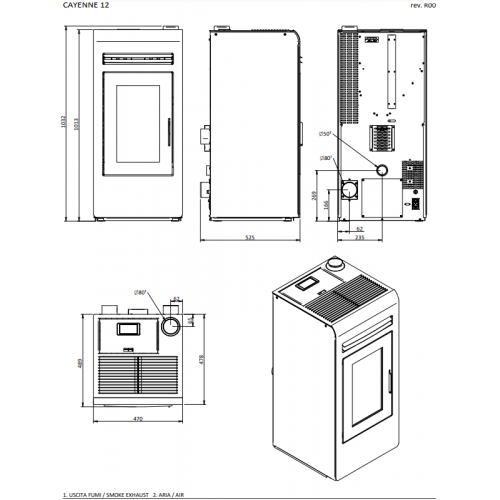 Foco Cayenne - Stufa a Pellet, Modello 12, 12.3...