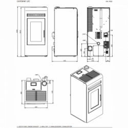 Foco Cayenne - Stufa a Pellet Canalizzata, Modello 12C, 12,3 kw, Bordeaux